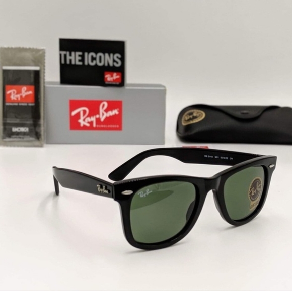 LIKE NEW RayBan Wayfarer RB2140 Black Ray ban sunglasses - Picture 2 of 16